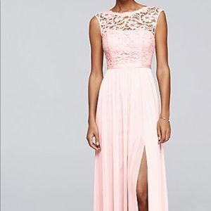 Long Bridesmaid Dress with Lace Bodice in Petal